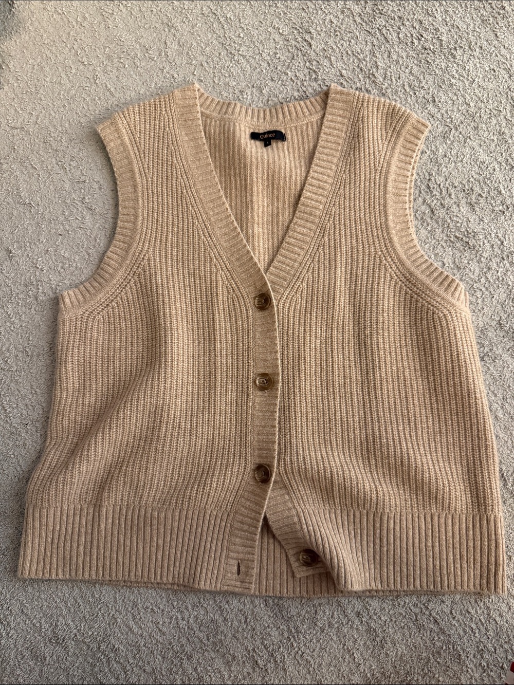 Quince Cashmere Tan Brown Knit Sweater Vest